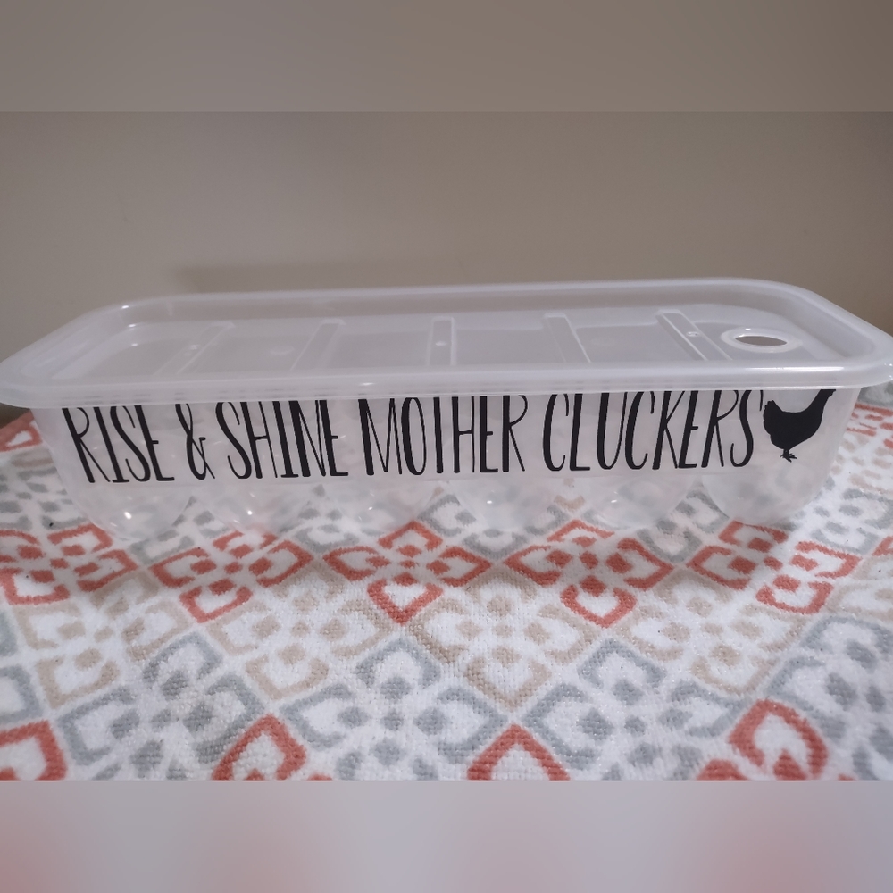 Brand New Rise and Shine mother cluckers egg case holder case container
